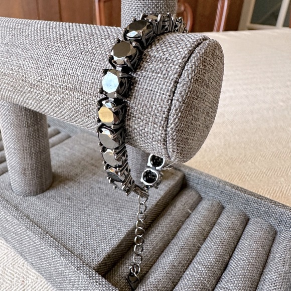 Jet Black CZ Impression Tennis Bracelet Set in Hematite by Park Lane Jewelry - Picture 3 of 8